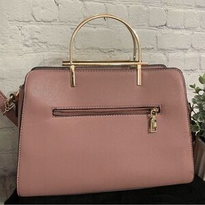Pink Small Carry Shoulder Bag Tote Gold Trim Handles